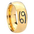 8MM Cancer Horoscope Dome Polish Gold Tungsten Mens Casual Ring