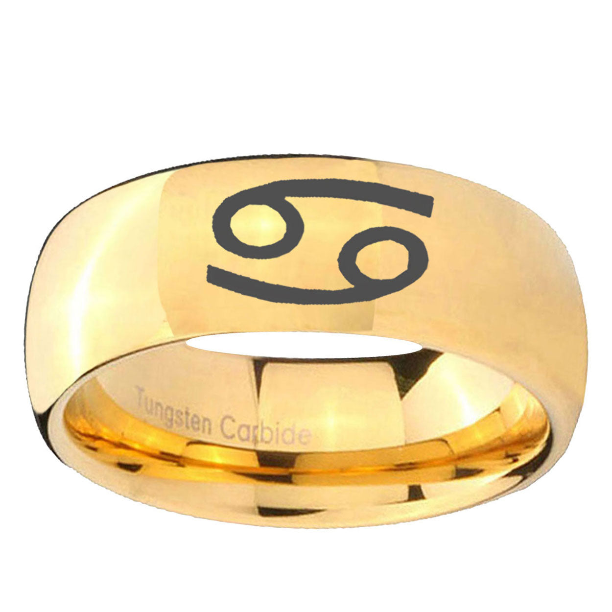 5MM Cancer Horoscope Dome Polish Gold Tungsten Mens Casual Ring