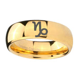 10mm-Capricorn-Zodiac-Dome-Gold-Tungsten-Carbide-Wedding-Bands-Ring