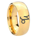 8MM Capricorn Zodiac Dome Polish Gold Tungsten Man Wedding Ring