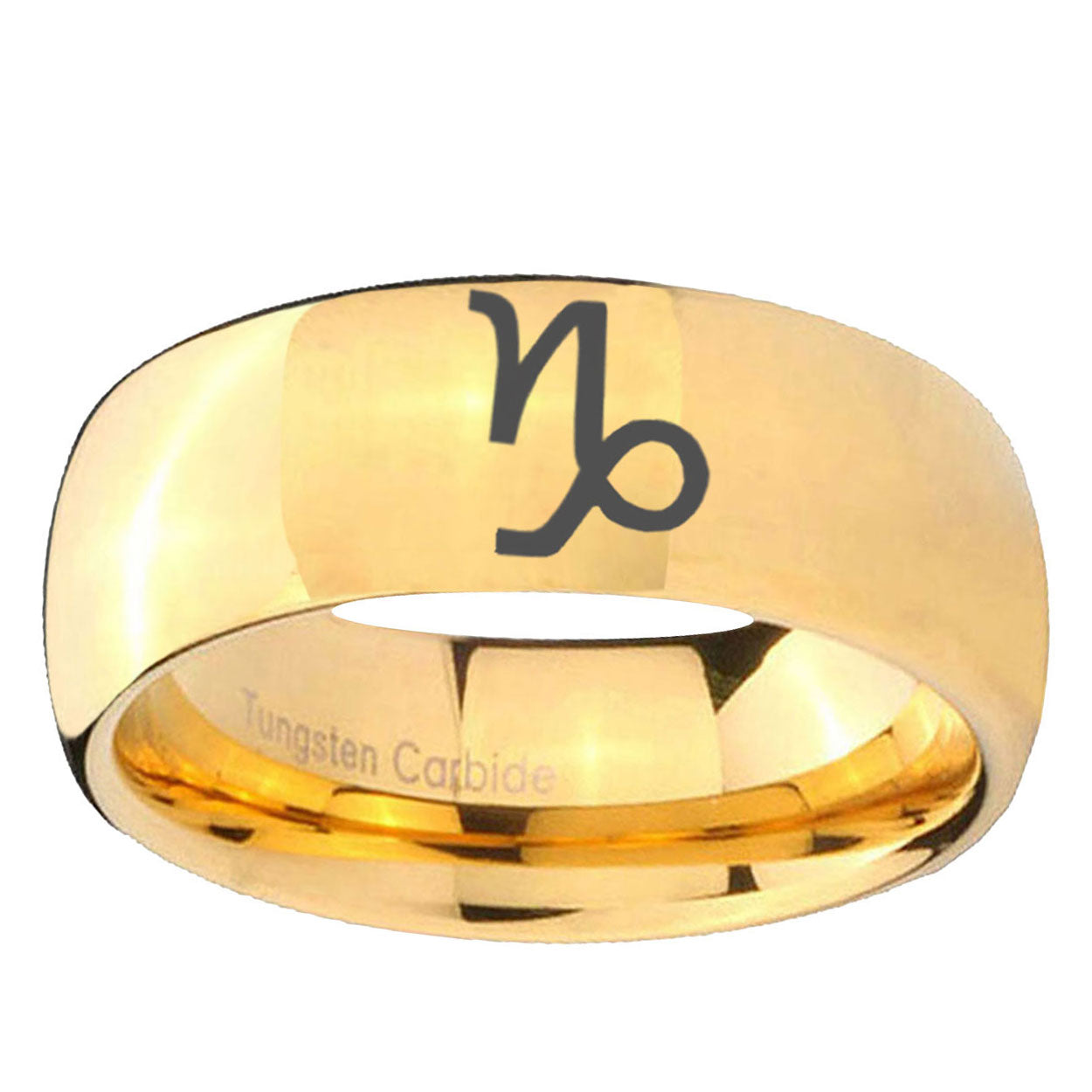 5MM Capricorn Zodiac Dome Polish Gold Tungsten Man Wedding Ring