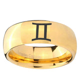 5, 8mm Gemini Zodiac Dome Gold Tungsten Ring