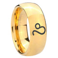 10mm Leo Zodiac Dome Gold Tungsten Carbide Wedding Engraving Ring