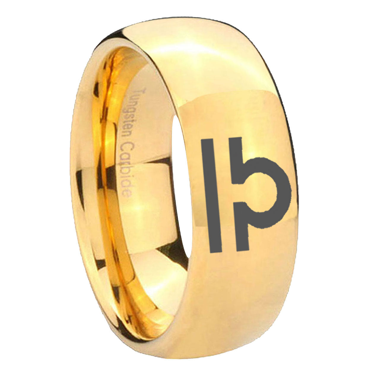 8MM Libra Horoscope Dome Polish Gold Tungsten Mens Ring