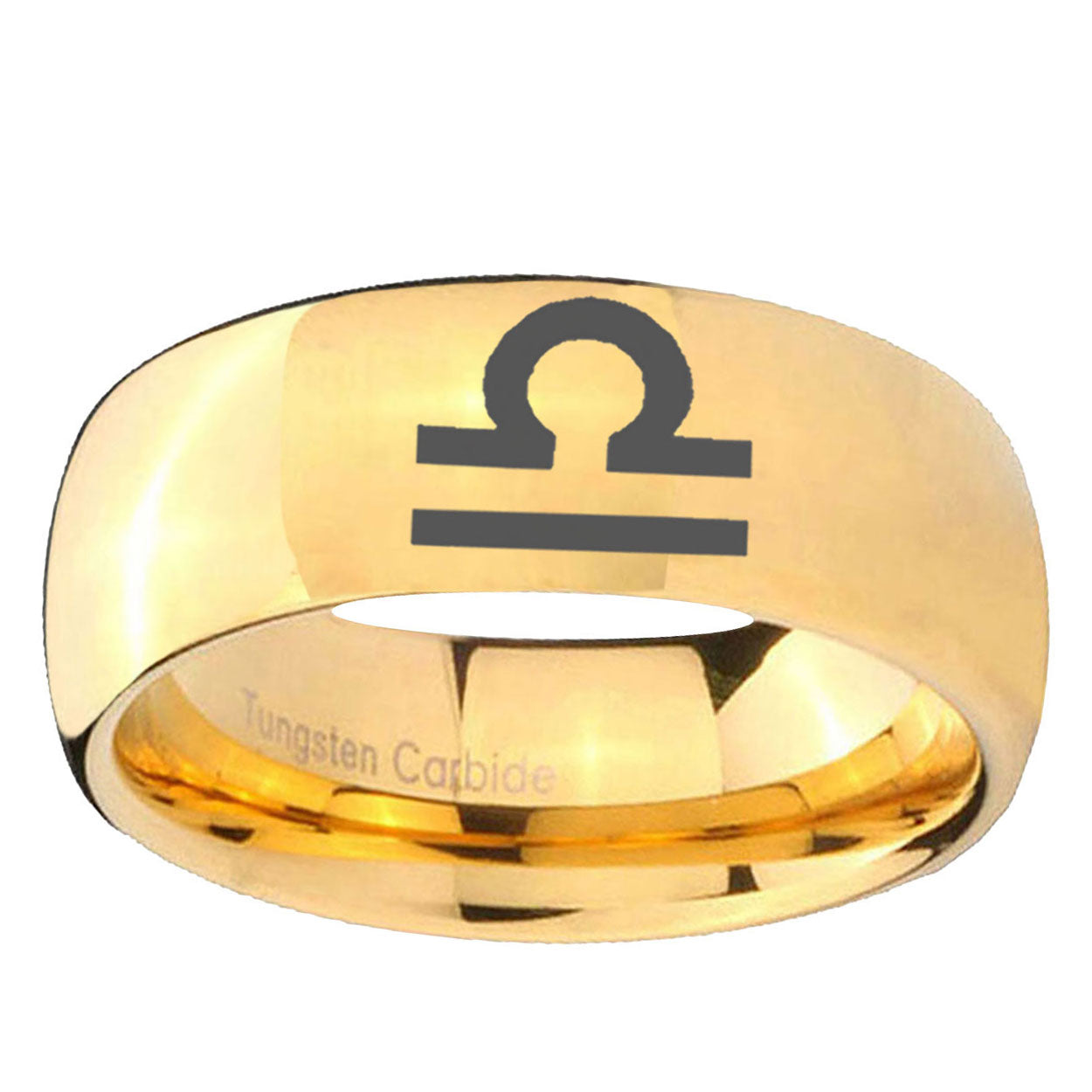 10mm Libra Horoscope Dome Gold Tungsten Ring