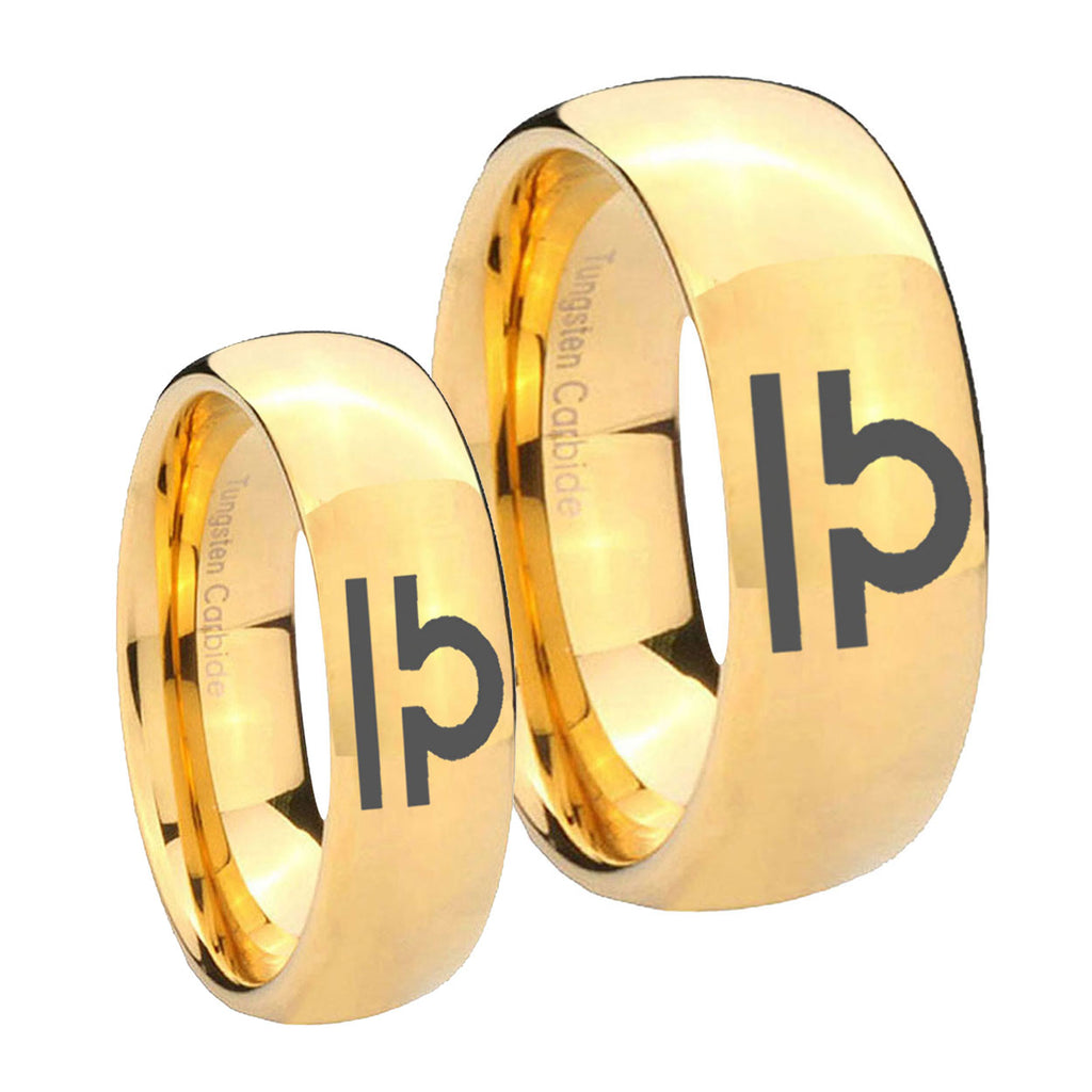 Libra Horoscope Dome Gold Tungsten Couple Wedding Rings