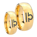 Libra Horoscope Dome Gold Tungsten Couple Wedding Rings