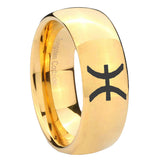 8mm Pisces Zodiac Dome Gold Tungsten Carbide Wedding Engagement Ring