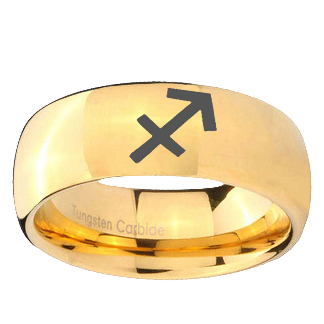 5MM Sagittarius Zodiac Dome Polish Gold Tungsten Ring For Him