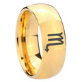 8MM Scorpio Horoscope Dome Polish Gold Tungsten Wedding Band