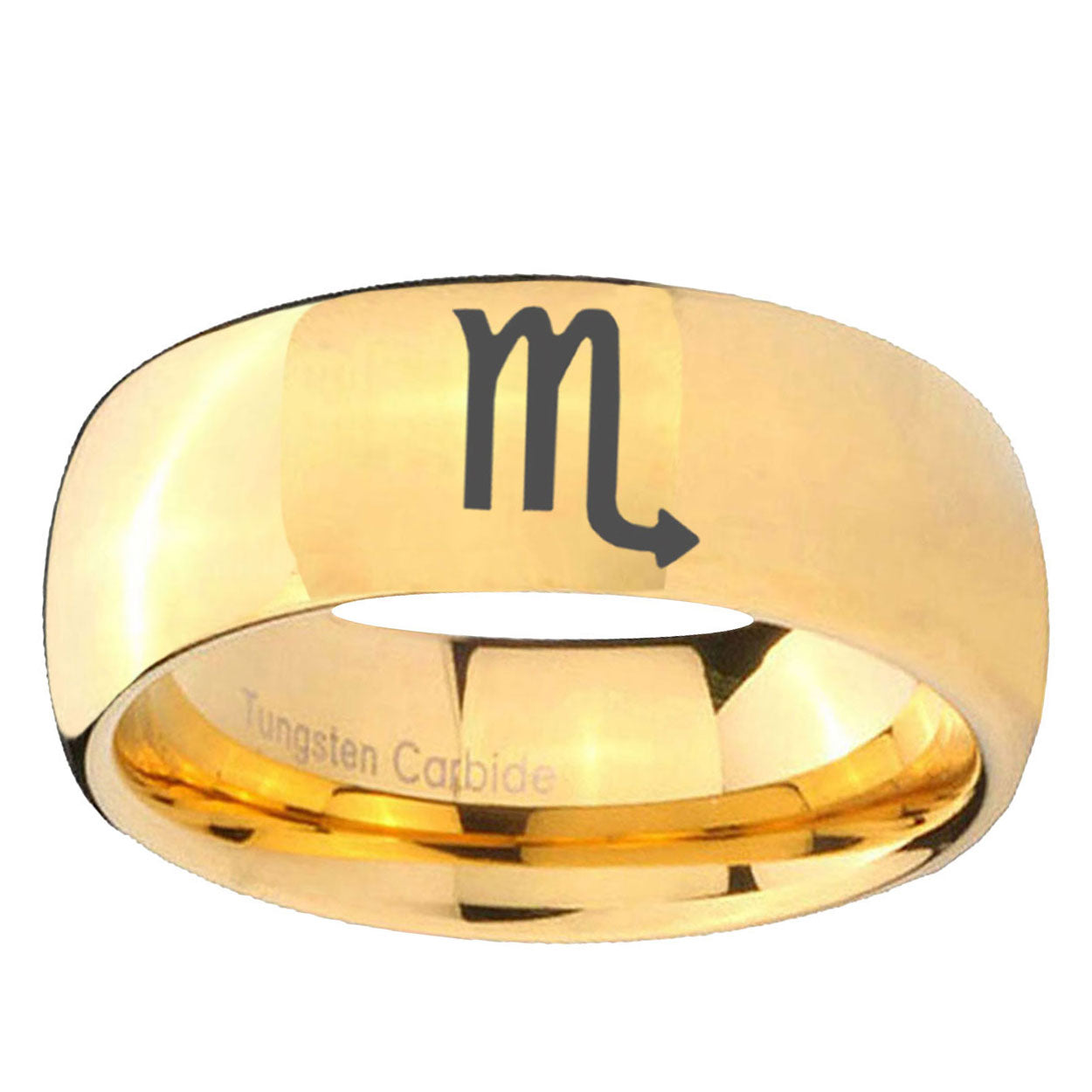 5MM Scorpio Horoscope Dome Polish Gold Tungsten Wedding Band
