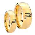 Scorpio Horoscope Dome Gold Tungsten Promise Ring Set