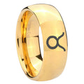 8MM Taurus Horoscope Dome Polish Gold Tungsten Man Ring