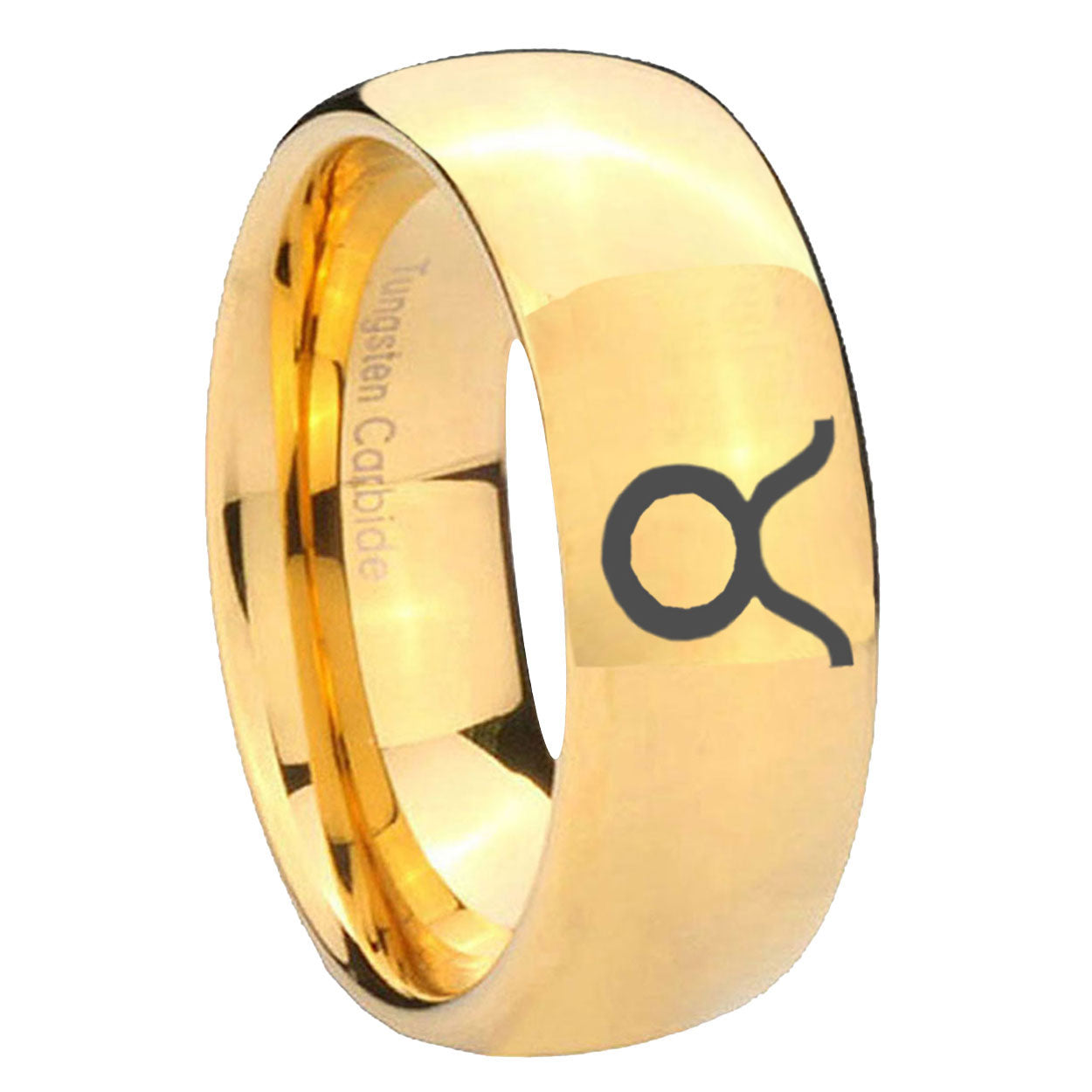 8MM Taurus Horoscope Dome Polish Gold Tungsten Man Ring