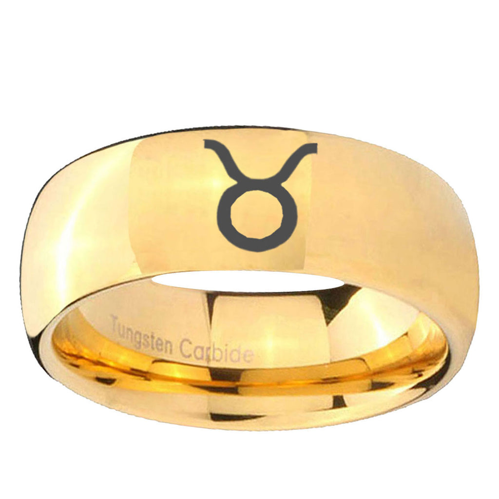5MM Taurus Horoscope Dome Polish Gold Tungsten Man Ring