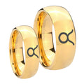 Taurus Horoscope Dome Gold Tungsten Bridal Set Rings