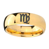 10mm-Virgo-Zodiac-Dome-Gold-Tungsten-Carbide-Mens-Wedding-Band