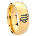 8MM Virgo Zodiac Dome Polish Gold Tungsten Promise Ring Guys