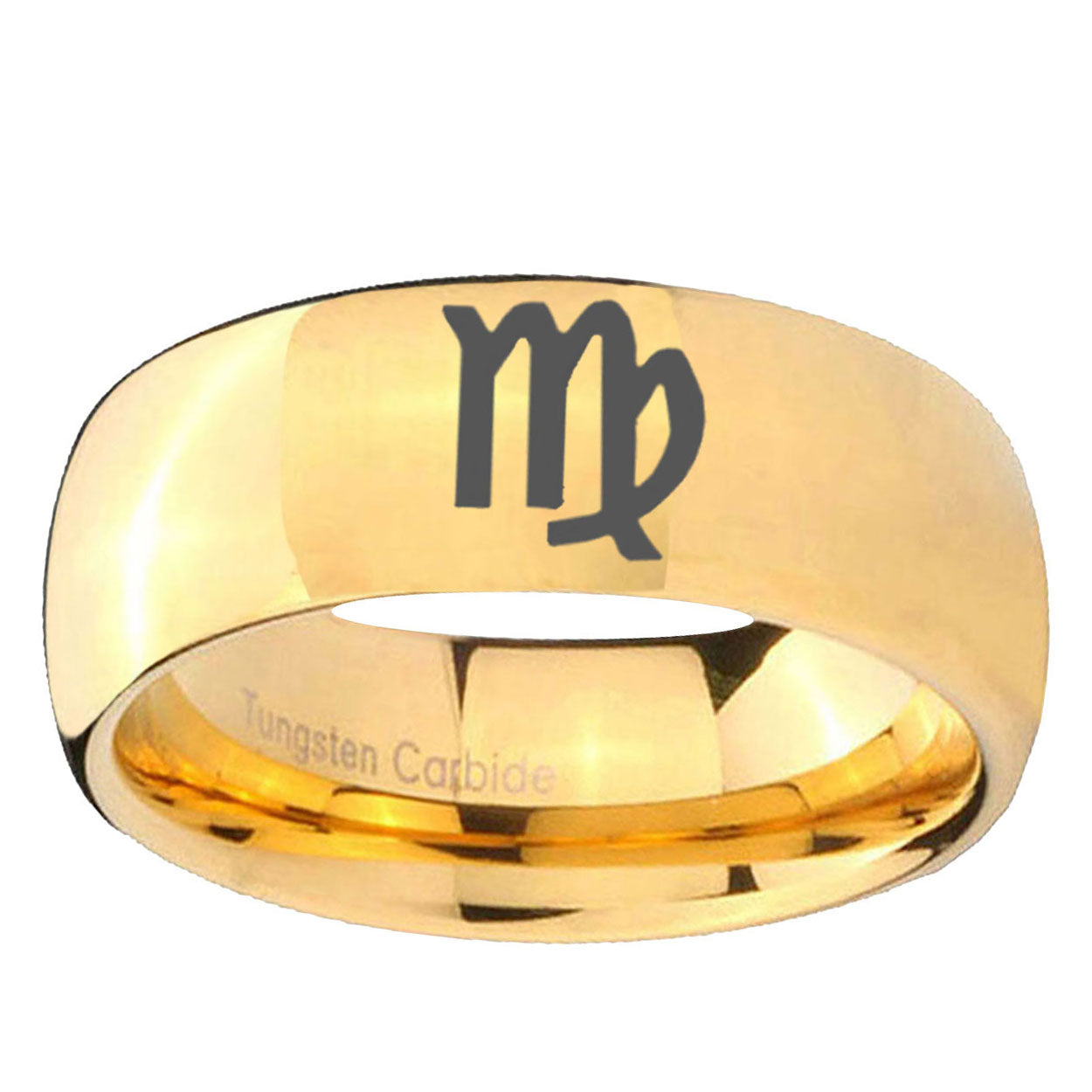 10mm Virgo Zodiac Dome Gold Tungsten Ring