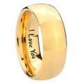 8MM I Love You Dome Polish Gold Tungsten Ring For Men