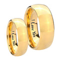 I Love You Dome Gold Tungsten His Hers Set Rings