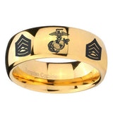 10mm-Marine-Army-Sergeant-Dome-Gold-Tungsten-Carbide-Wedding-Engagement-Ring