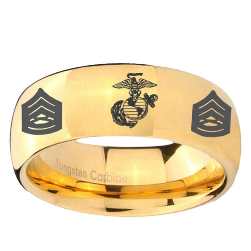 10mm Marine Army Sergeant Dome Gold Tungsten Ring