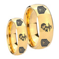 Marine Army Sergeant Dome Gold Tungsten His Hers Ring Set
