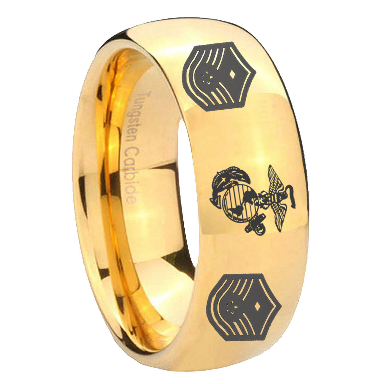 8MM Marine Chief Master Sergeant Dome Polish Gold Tungsten Ring
