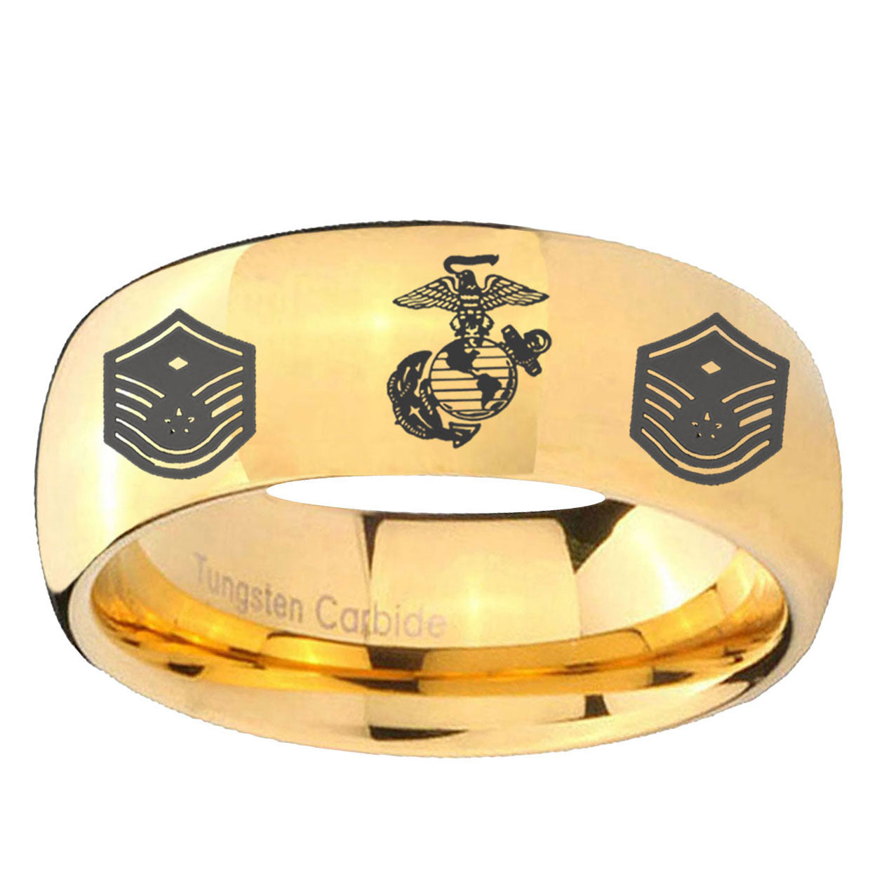 5MM Marine Chief Master Sergeant Dome Polish Gold Tungsten Ring
