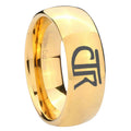 10mm CTR Dome Gold Tungsten Carbide Mens Ring Engraved