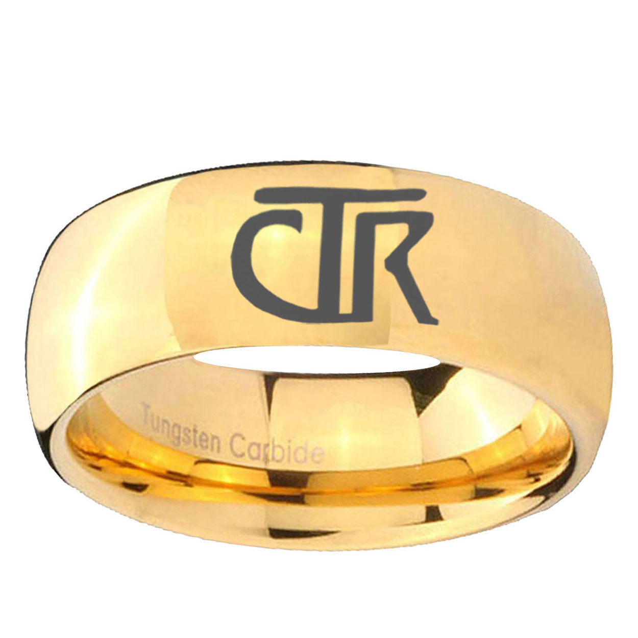 5MM CTR Dome Polish Gold Tungsten Mens Wedding Rings