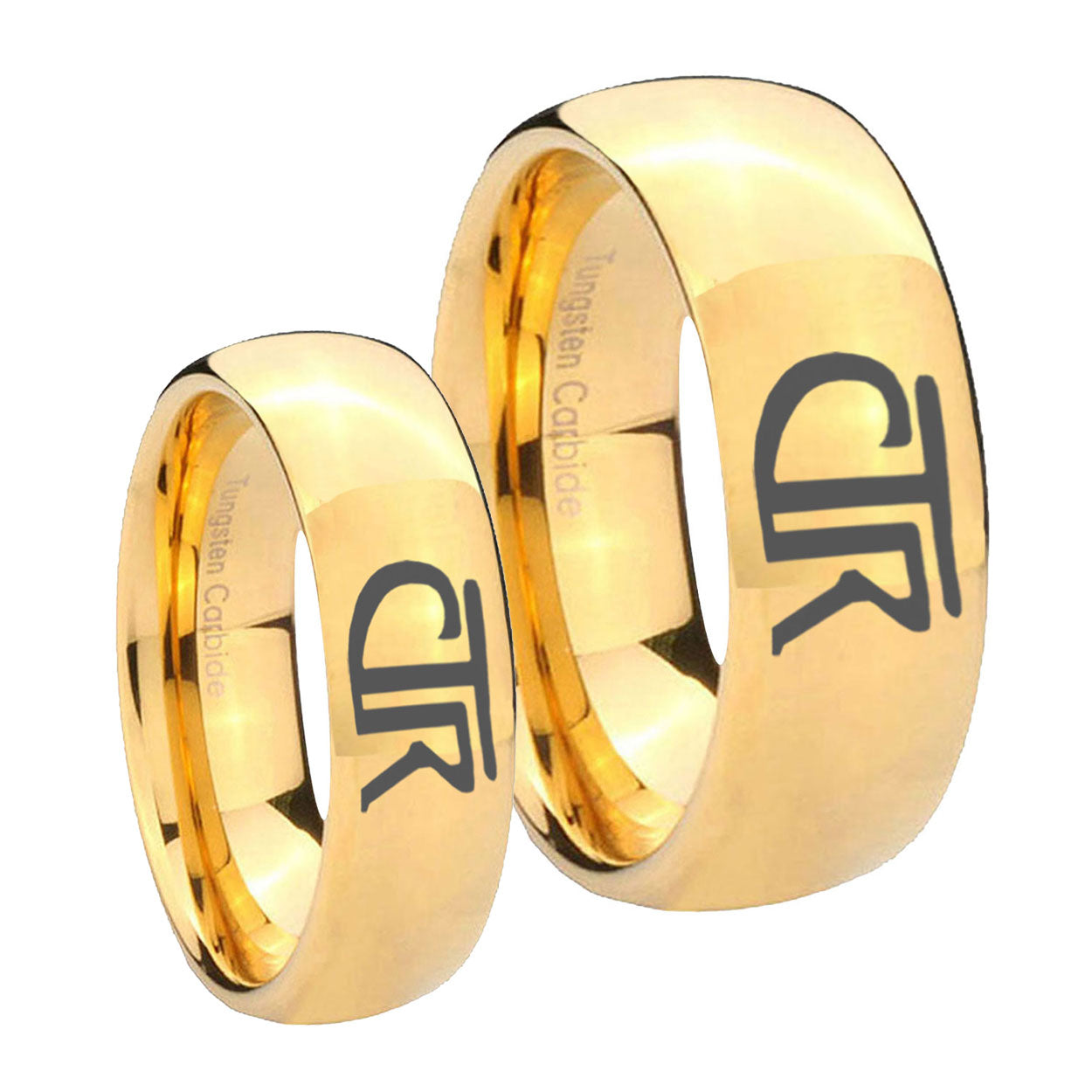 CTR Dome Gold Tungsten Mens Set Ring