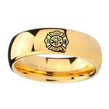 8mm-Fire-Department-Dome-Gold-Tungsten-Carbide-Mens-Engagement-Band