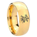 8MM Fireman Dome Polish Gold Tungsten Custom Engraved Ring