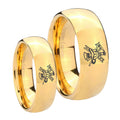 Fireman Dome Gold Tungsten Mens Band Set