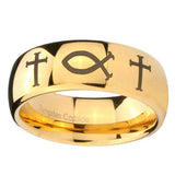 8mm-Fish-&-Cross-Dome-Gold-Tungsten-Carbide-Mens-Engagement-Ring