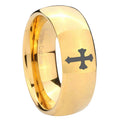 10mm Flat Christian Cross Dome Gold Tungsten Carbide Promise Ring