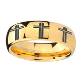 10mm-Multiple-Christian-Cross-Dome-Gold-Tungsten-Carbide-Rings-for-Men