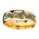8mm-Etched-Tribal-Pattern-Dome-Gold-Tungsten-Carbide-Mens-Anniversary-Ring