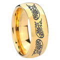 10mm Etched Tribal Pattern Dome Gold Tungsten Carbide Men's Bands Ring