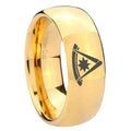 8MM Peaster Master Masonic Dome Polish Gold Tungsten Wedding Rings
