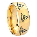 10mm Multiple Pester Master Masonic Dome Gold Tungsten Men's Engagement Ring