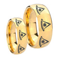 Multiple Pester Master Masonic Dome Gold Tungsten Bridal Band Set