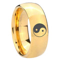 8MM Yin Yang Dome Polish Gold Tungsten Man Wedding Band