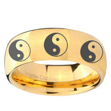 5, 8mm Multiple Yin Yang Dome Gold Tungsten Carbide Custom Ring for Men