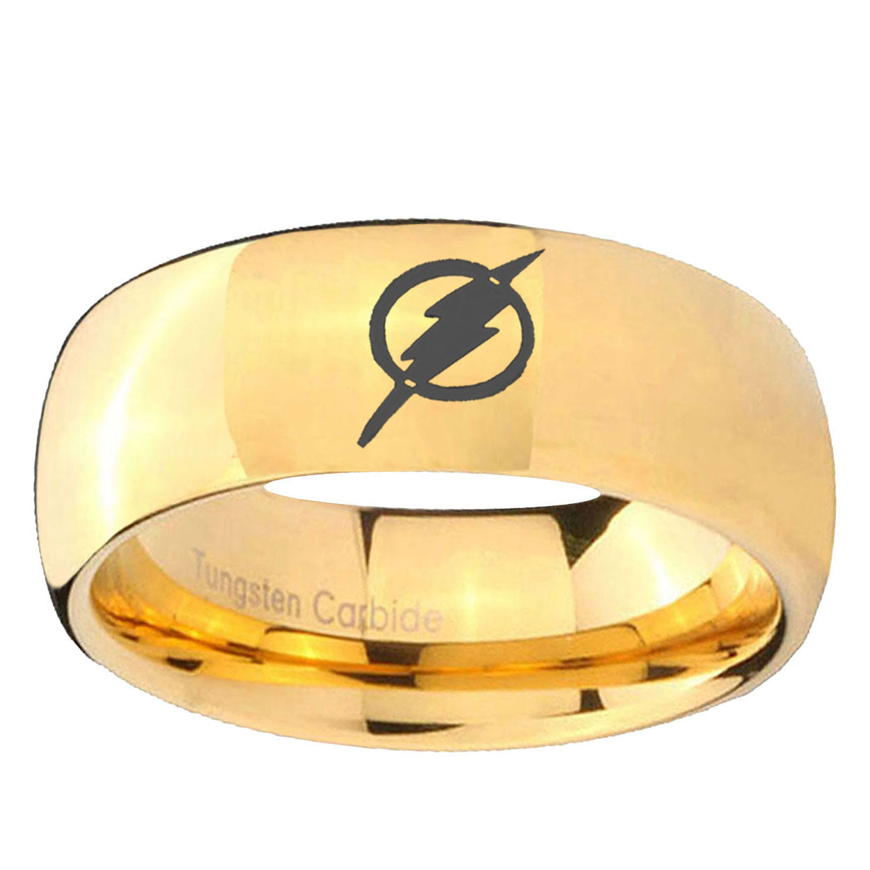 5MM Flash Dome Polish Gold Tungsten Ring For Men