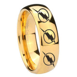 8mm Multiple Flash Dome Polish Gold High End Men's Wedding Rings