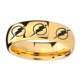 5, 8mm Multiple Flash Dome Polish Gold High End Men's Wedding Rings