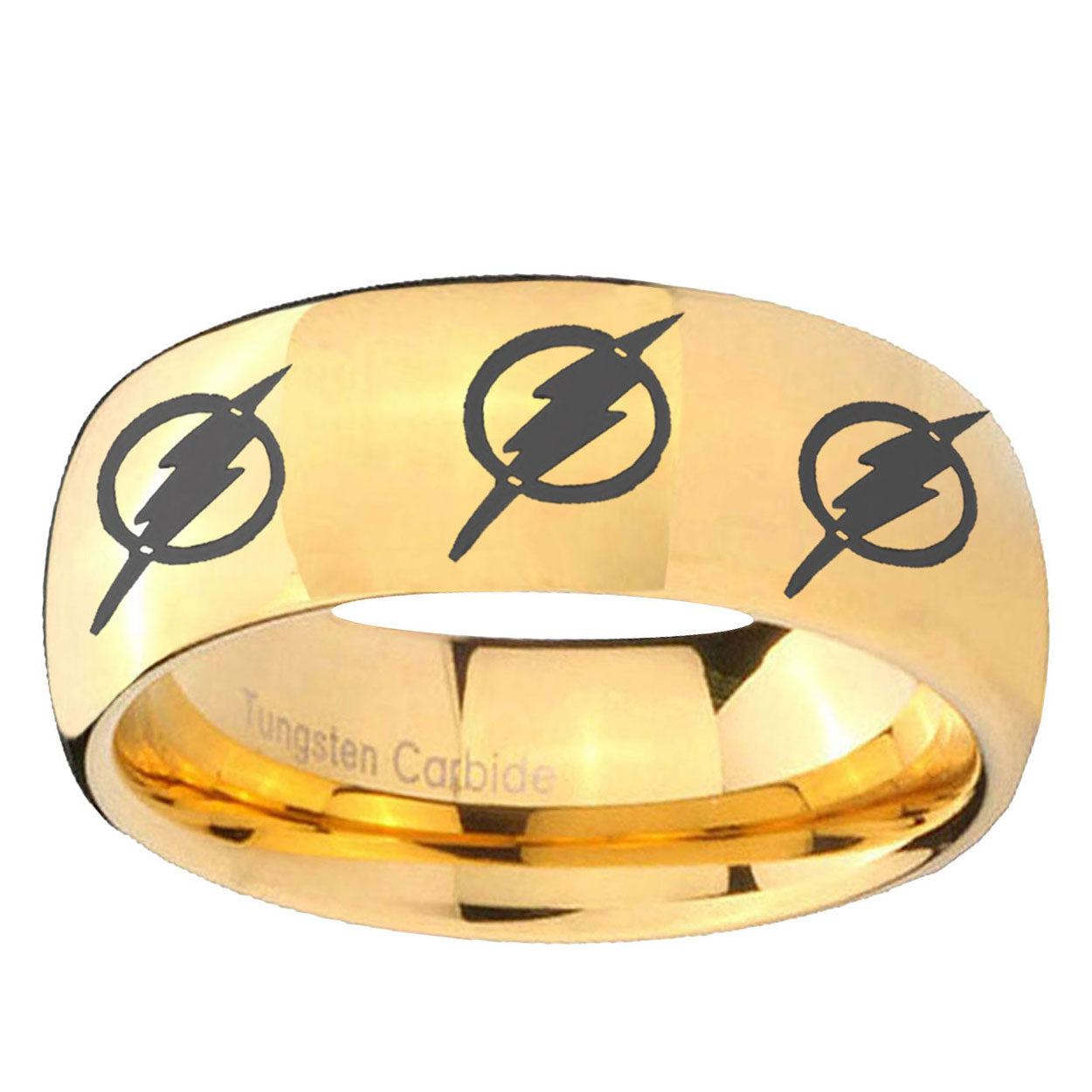 5MM Multiple Flash Dome Polish Gold Tungsten Custom Ring